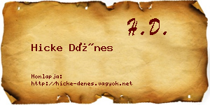 Hicke Dénes névjegykártya